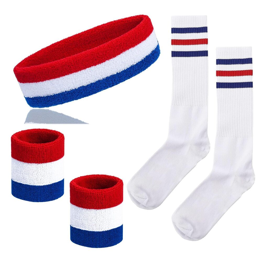4113 Sweatband Striped Sock Set For Sweatband Headband High